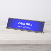 Professionele, minimalistische, moderne blauw add- bureau naambordje (Voorkant)