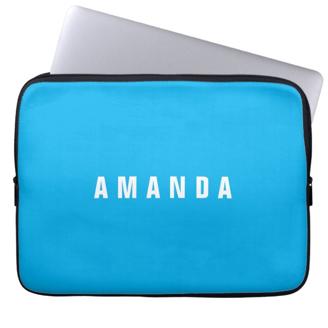 Professionele, minimalistische, moderne blauw add- laptop sleeve (Voorkant)
