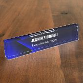 Professionele, minimalistische, moderne blauw add- naambordje (Zijkant)