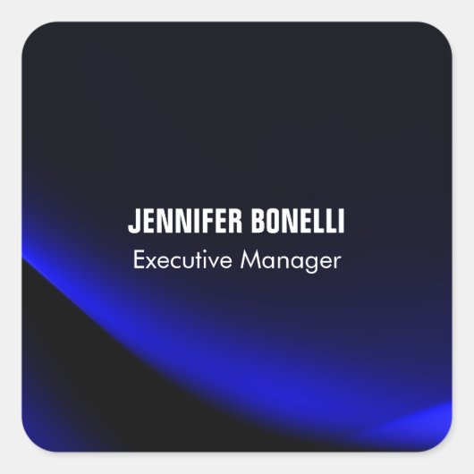 Professionele, minimalistische, moderne blauw add- vierkante sticker (Voorkant)