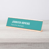 Professionele minimalistische moderne blauw groen bureau naambordje (Voorkant)