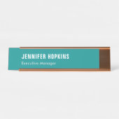 Professionele minimalistische moderne blauw groen bureau naambordje (Voorkant)