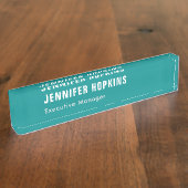 Professionele minimalistische moderne blauw groen naambordje (Zijkant)