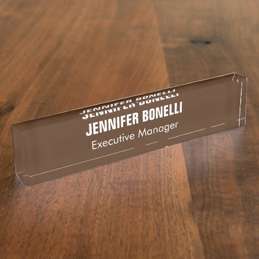 Professionele minimalistische moderne bruine kleur naambordje (Zijkant)