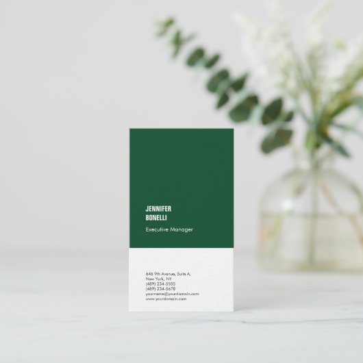 Professionele minimalistische moderne dikke groen  visitekaartje (Staand voorkant)
