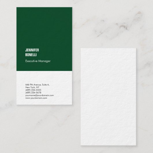 Professionele minimalistische moderne dikke groen  visitekaartje (Voorkant / Achterkant)