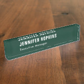 Professionele minimalistische moderne donkergroen naambordje (Zijkant)