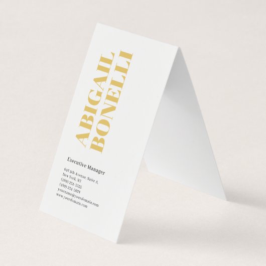 Professionele minimalistische moderne goud & wit visitekaartje (Voorkant)