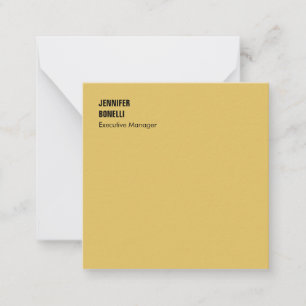 Professionele minimalistische moderne gouden kleur notitiekaartje