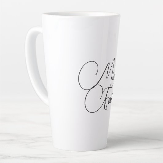 Professionele, minimalistische moderne handschrijf latte mok (Linkerhoek)