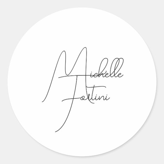 Professionele, minimalistische moderne handschrijf ronde sticker (Voorkant)