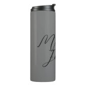 Professionele, minimalistische moderne handschrijf thermosbeker (Gedraaid links)