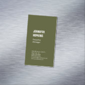 Professionele minimalistische moderne leger groen magnetisch visitekaartje (Voorbeeld)