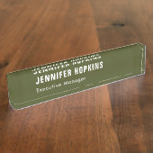 Professionele minimalistische moderne leger groen naambordje (Zijkant)