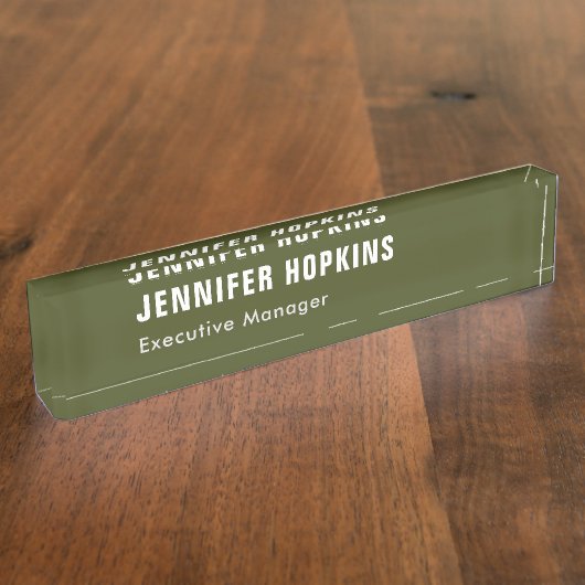 Professionele minimalistische moderne leger groen naambordje (Zijkant)