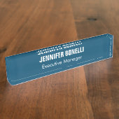 Professionele, minimalistische, moderne oceaanblau naambordje (Zijkant)