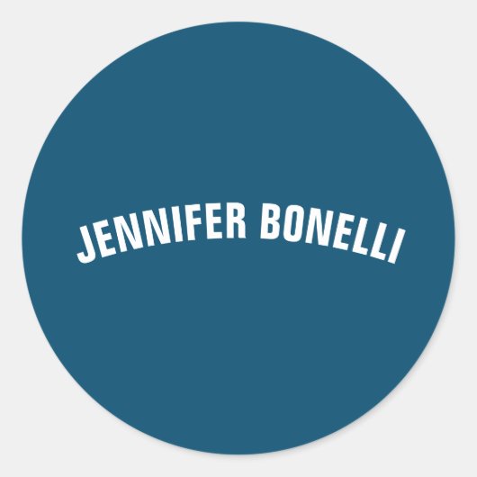 Professionele, minimalistische, moderne oceaanblau ronde sticker (Voorkant)