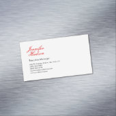 Professionele minimalistische moderne rode kalligr magnetisch visitekaartje (Voorbeeld)