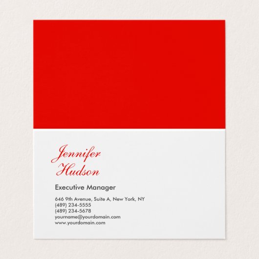 Professionele minimalistische moderne rode kalligr visitekaartje (Buitenkant ongevouwen)