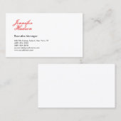 Professionele minimalistische moderne rode kalligr visitekaartje (Voorkant / Achterkant)