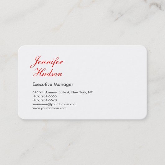 Professionele minimalistische moderne rode kalligr visitekaartje (Voorkant)