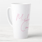 Professionele minimalistische moderne roze wit voe latte mok (Linkerhoek)