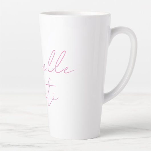 Professionele minimalistische moderne roze wit voe latte mok (Rechts)