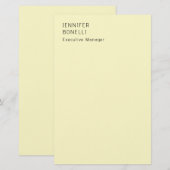 Professionele minimalistische moderne trendy crème briefpapier (Voorkant / Achterkant)