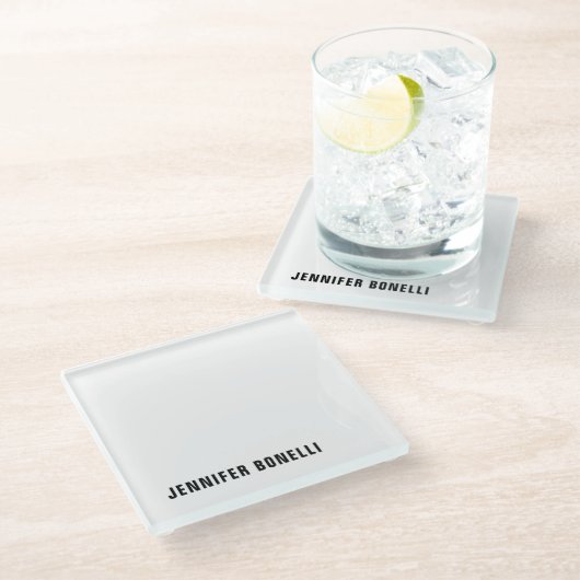 Professionele minimalistische moderne trendy naam glazen onderzetter (Schuin)