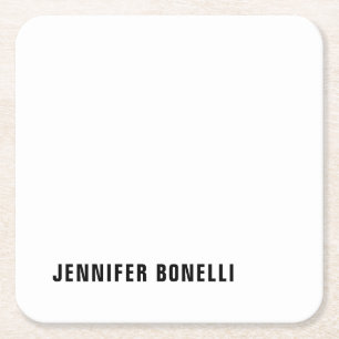 Professionele minimalistische moderne trendy naam kartonnen onderzetters