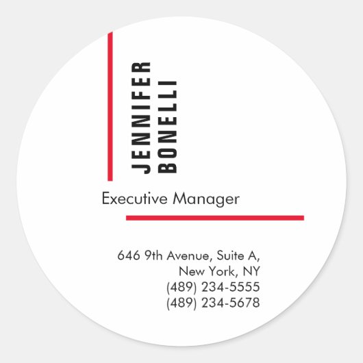 Professionele, minimalistische moderne trendy ronde sticker (Voorkant)