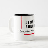 Professionele, minimalistische moderne trendy tweekleurige koffiemok (Voorkant links)