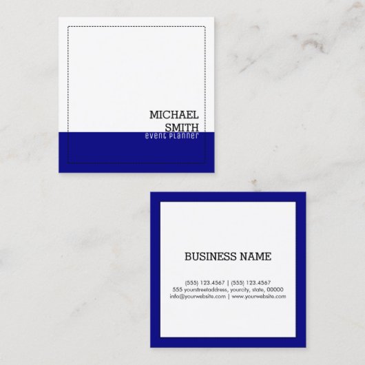 Professionele minimalistische moderne witte marine vierkante visitekaartje (Voorkant / Achterkant)