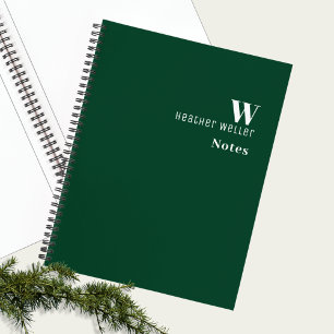 Professionele Minimalistische Monogram Groene Sche Notitieboek