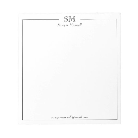 Professionele minimalistische monogram Naam Busine Notitieblok (Voorkant)