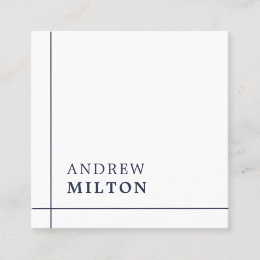 Professionele minimalistische Navy Blue Lines Cons Vierkante Visitekaartje (Voorkant)