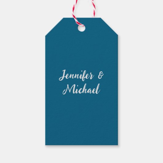 Professionele minimalistische oceaanblauwe kalligr cadeaulabel (Voorkant)