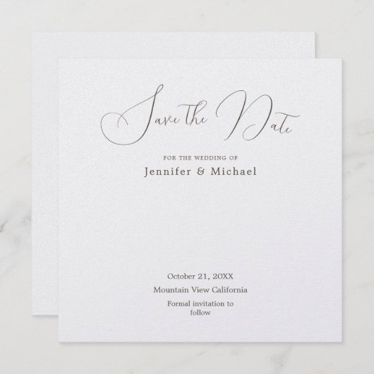 Professionele Minimalistische Parelglans Save The Date (Voorkant / Achterkant)