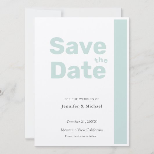 Professionele Minimalistische Plain Modern Blauw Z Save The Date (Voorkant)