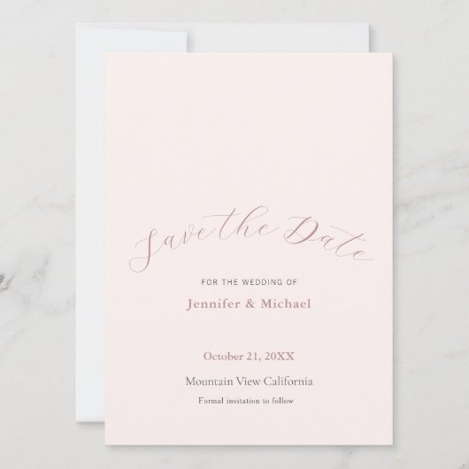 Professionele Minimalistische Plain Roos Gouden Kl Save The Date (Voorkant)