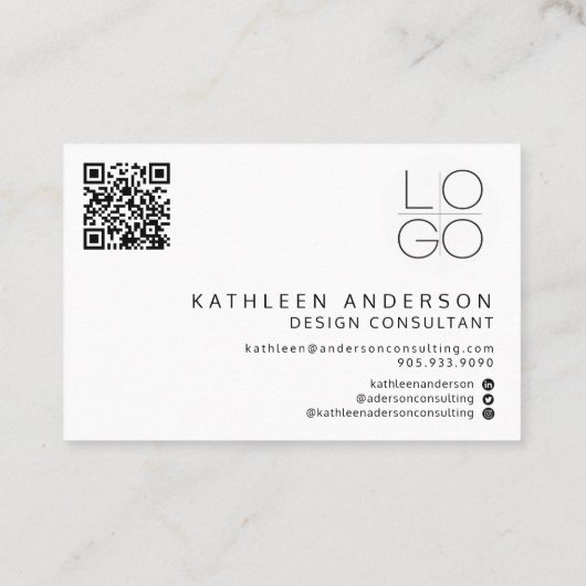 PROFESSIONELE MINIMALISTISCHE QR-CODE (zwart-wit) Visitekaartje (Achterkant)