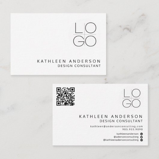 PROFESSIONELE MINIMALISTISCHE QR-CODE (zwart-wit) Visitekaartje (Voorkant / Achterkant)