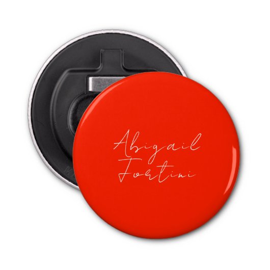 Professionele minimalistische rood wit modern button flesopener (Voorkant)