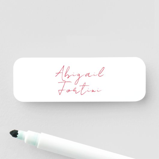 Professionele minimalistische rood wit modern naamplaatje (In situ)