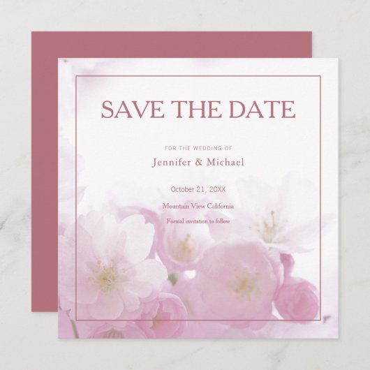 Professionele Minimalistische Roze Gouden Kleur Bl Save The Date (Voorkant / Achterkant)