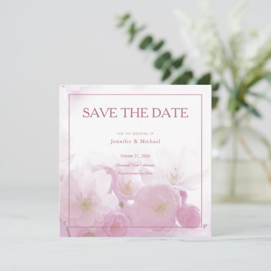 Professionele Minimalistische Roze Gouden Kleur Bl Save The Date (Staand voorkant)
