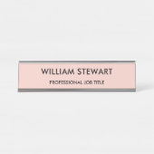 Professionele minimalistische roze medewerkers bureau naambordje (Voorkant)