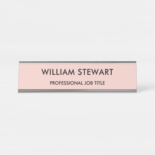 Professionele minimalistische roze medewerkers bureau naambordje (Voorkant)