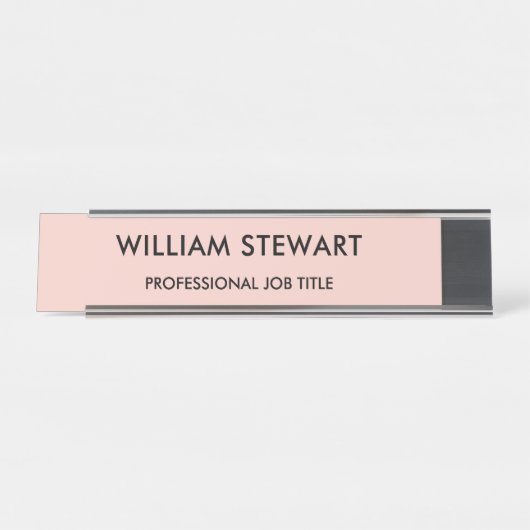 Professionele minimalistische roze medewerkers bureau naambordje (Voorkant)