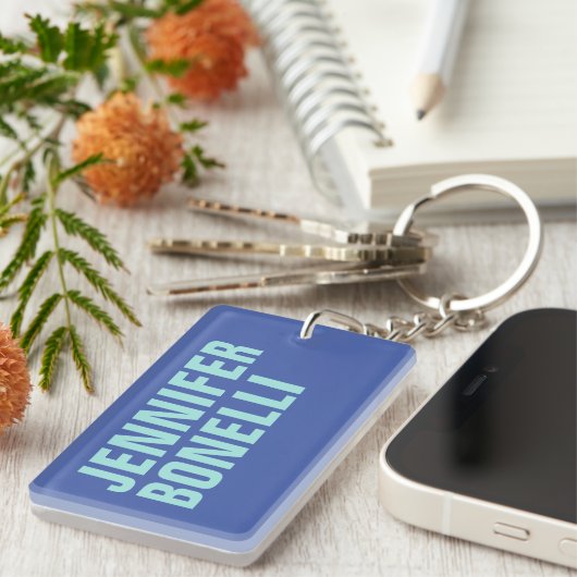 Professionele minimalistische vetgedrukte blauwe n sleutelhanger (Voorkant Rechts)